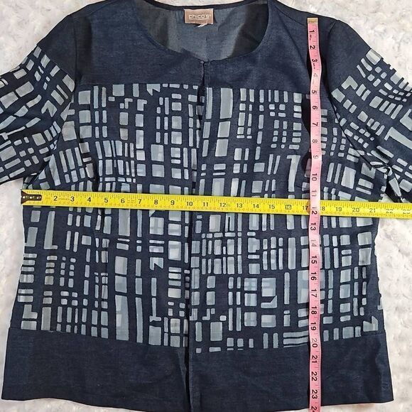 Chicos denim burnout open front jacket topper Size 2 (L/XL based on measurements - Picture 4 of 6